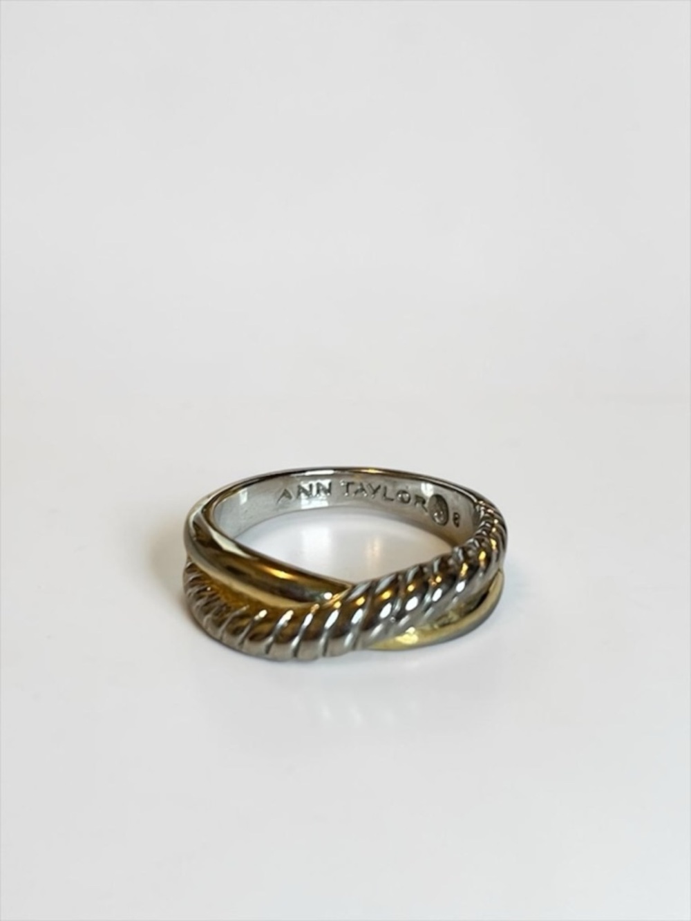 Ann Taylor Duo Tone Crossover Ring CC B